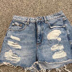 Garage Light Blue Distressed Denim Shorts